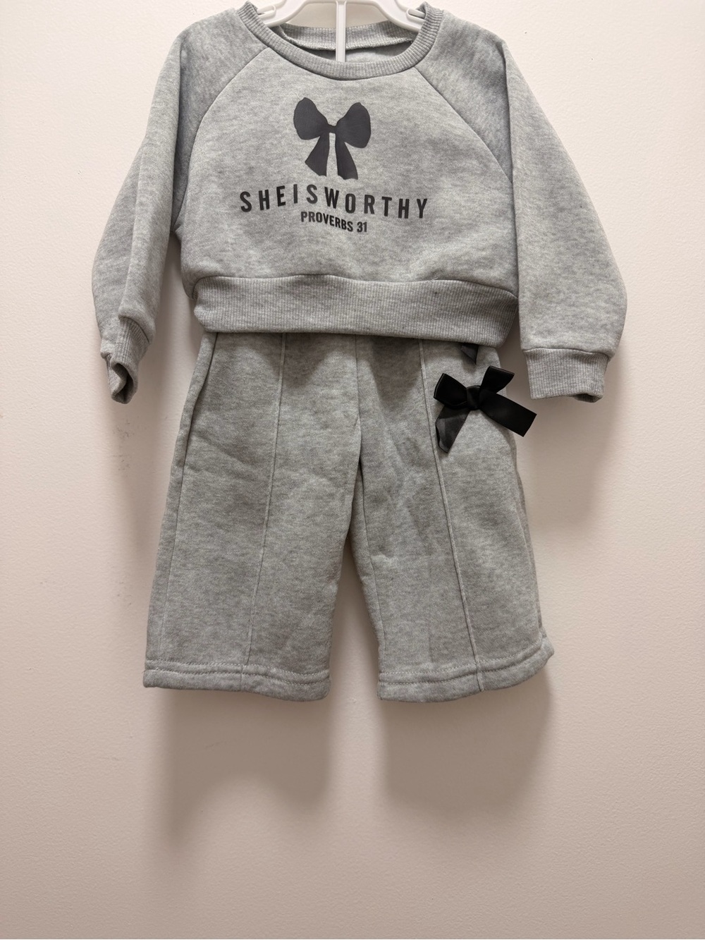 SHEIN Gray Sweatshorts with Black Bow Detail